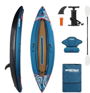 Inflatable Kayak, Recreational Touring Kayak with Adjustable Kayak Paddle, Hand Pump and Carrying Bag, 1/2 Person