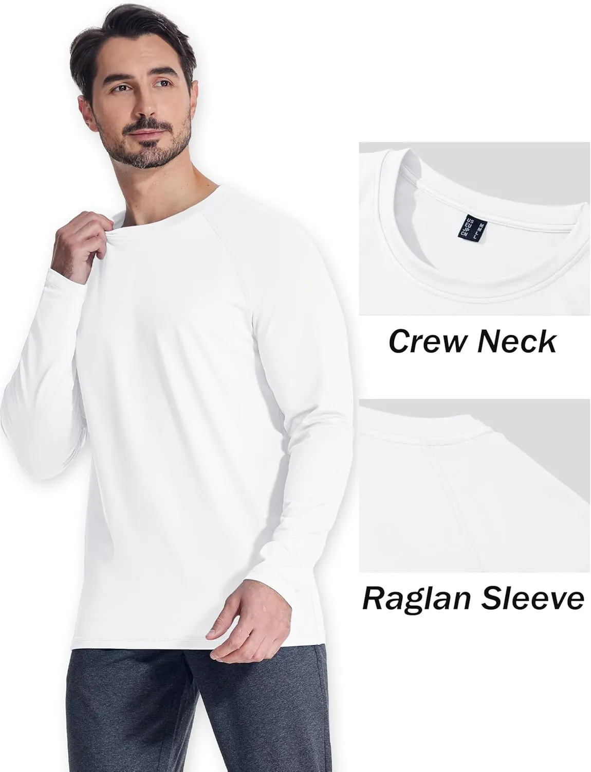 MAGCOMSEN Men's Thermal Shirt Fleece Lined Long Sleeve Athletic Base Layer Workout Top