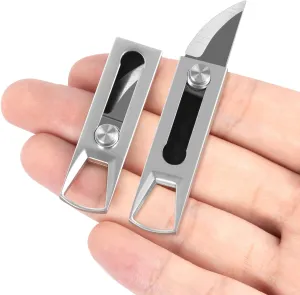 Small Keychain Knife, 2pcs Mini Keychain Box Cutter, Tiny Pocket Knives with Stainless Steel Blade, EDC Package Opener Safety Lock, Little Cutting Tool for Open Box, Cool Gadgets for Women Men